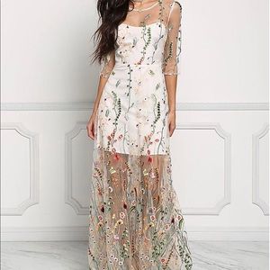 Mesh floral maxi dress